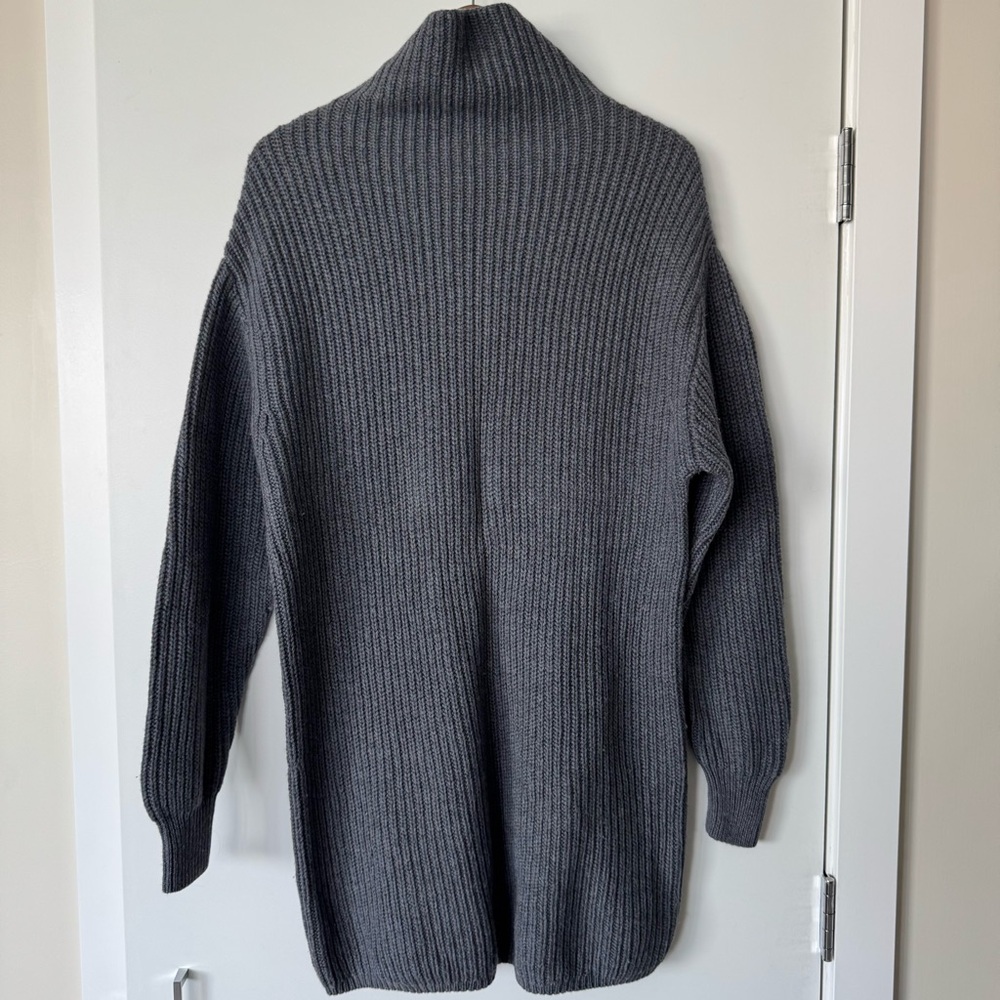 Wilfred Long Sleeve Ribbed Turtleneck Dress in Charcoal Gray - Picture 1 of 8